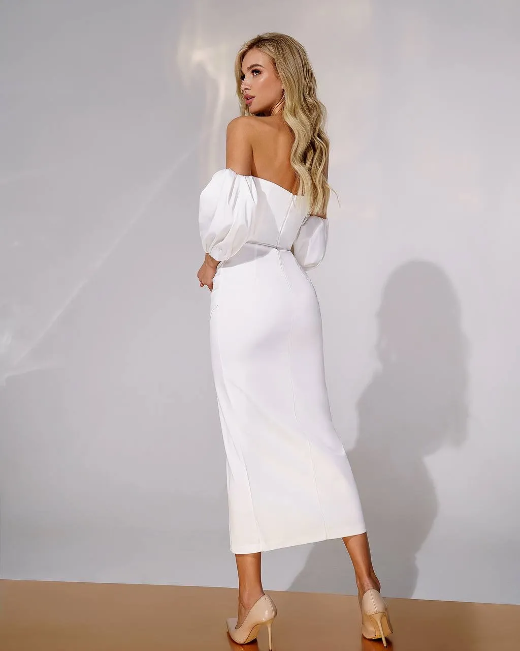 White midi dress "Crystal V"