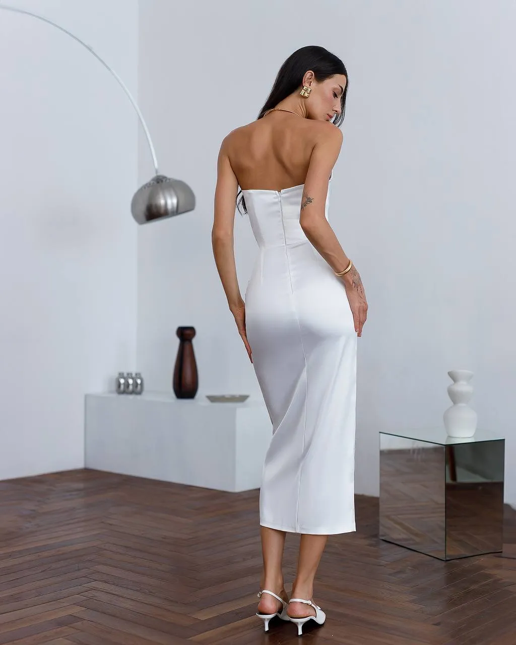White midi dress "Crystal V"